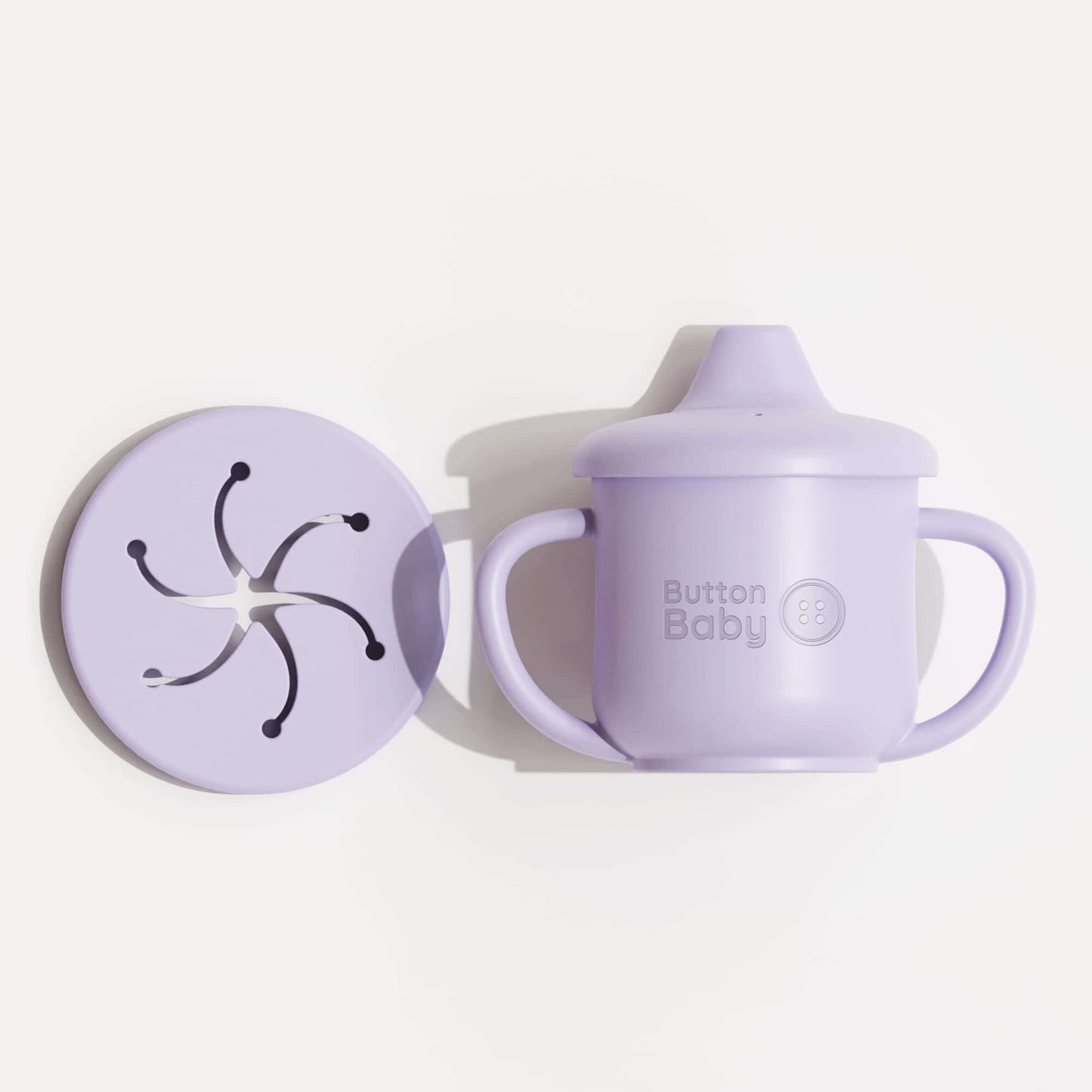 7 - Piece Silicone Baby Weaning Set – BPA - Free | Bowl, Plate, Cup, Cutlery & Bib - Lilac - Green Cheeks -
