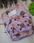 Smitten Kitten Cat Cloth Nappy Green Cheeks, a purple washable diaper