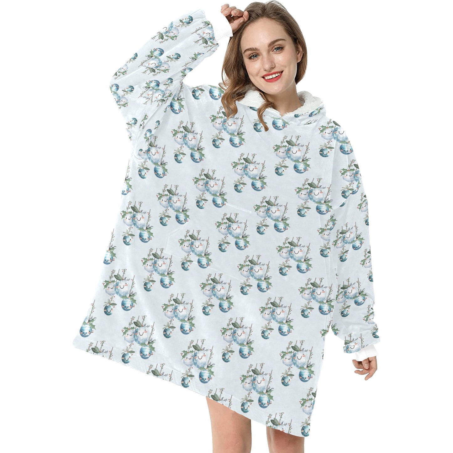 Christmas Oodie Fleece Hooded Blanket