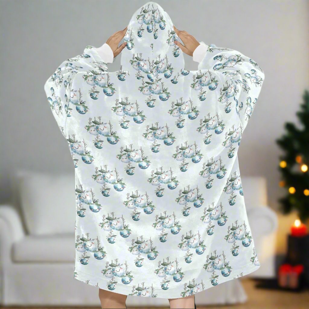 Christmas Oodie Fleece Hooded Blanket