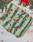 A picture of cloth diaper pocket nappies in a fox print a green and economical choice for baby care