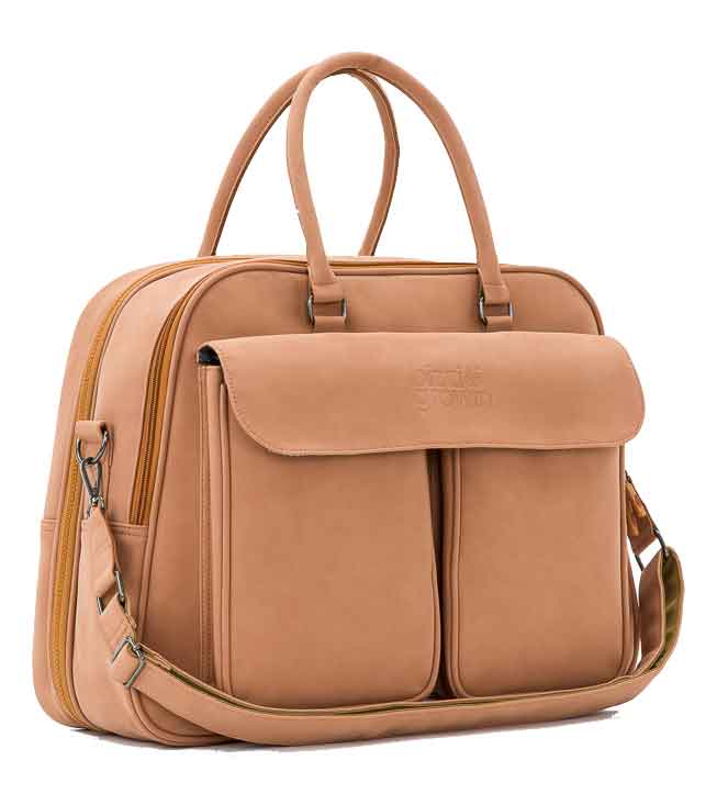 Baby Travel Crib Changing Bag - Vegan Leather Porcini - Pod® - Green Cheeks - Changing Bag