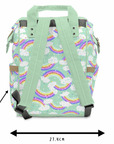 Green Baby Changing Nappy Bag - Happy Rainbow - Green Cheeks - Diaper Bag