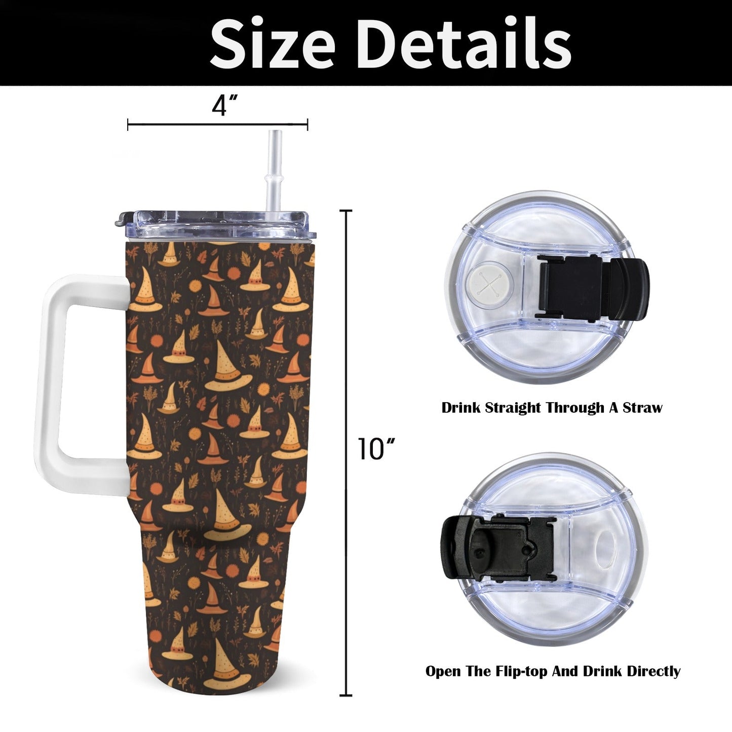 Large Stainless Steel Insulated Travel Flask with Handle – Spooky Edition - Green Cheeks - Travel Mug