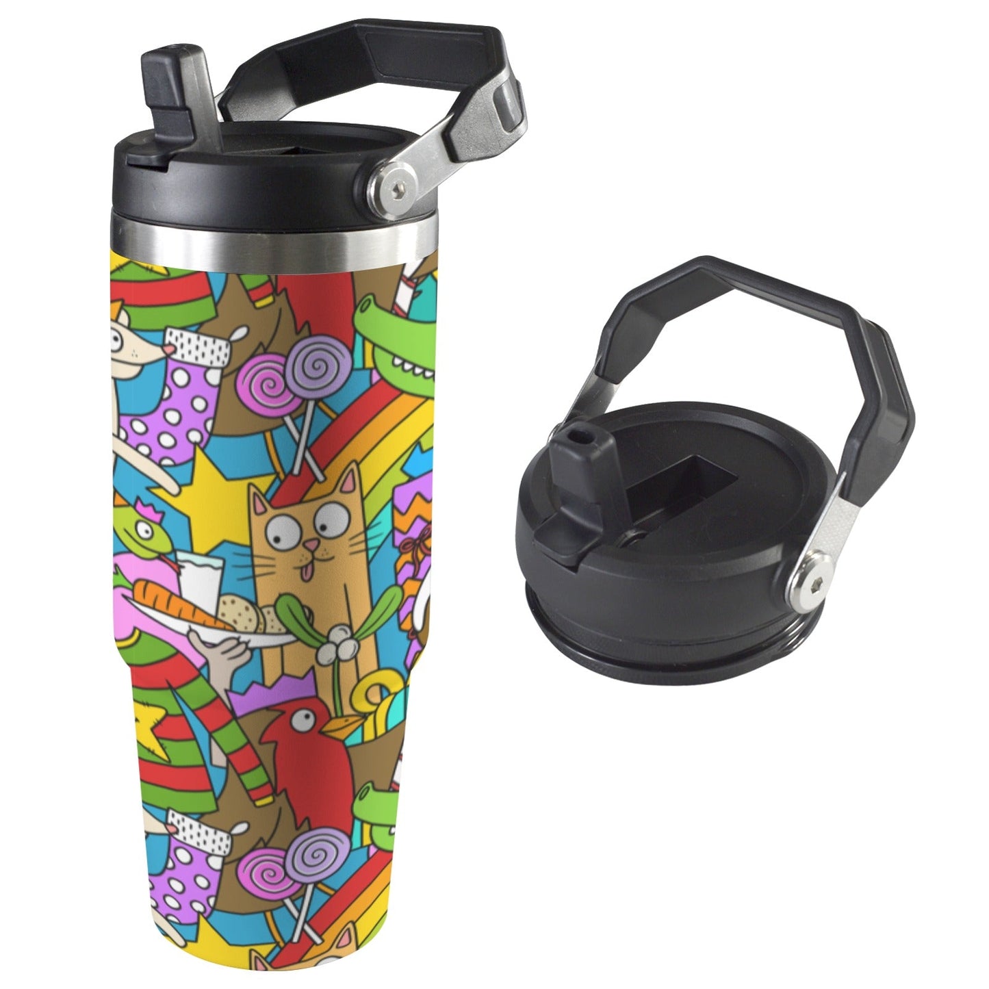Large Stainless Steel Reusable 900ml Water Bottle - Green Cheeks - Water Bottle