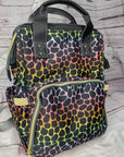 Leopard Print Multi - Function Baby Changing Backpack Bag - Rainbow Roar - Green Cheeks - Diaper Bag