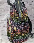 Leopard Print Multi - Function Baby Changing Backpack Bag - Rainbow Roar - Green Cheeks - Diaper Bag