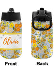 Personalised Stainless Steel Water Bottle with Handle, Straw & Chug Spout - Unique Patterns I - Green Cheeks - Water Bottle