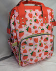 Pink Baby Changing Backpack Bag - Strawberry Fields - Green Cheeks - Diaper Bag