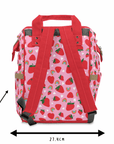 Pink Baby Changing Backpack Bag - Strawberry Fields - Green Cheeks - Diaper Bag