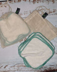 Reusable Cloth Washable Baby Wipes in Super Soft Bamboo Terry - Pack of 10 in Washbag - Green Cheeks - Eco Alternative