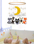 Soft Felt Baby Cot Mobile | Hanging Nursery Decoration for Crib - Woodland - Green Cheeks - Mobile