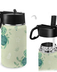 Stainless Steel Insulated Kids’ Water Bottle with Handle and Straw - Green Cheeks - Water Bottle
