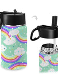 Stainless Steel Insulated Kids’ Water Bottle with Handle and Straw - Green Cheeks - Water Bottle