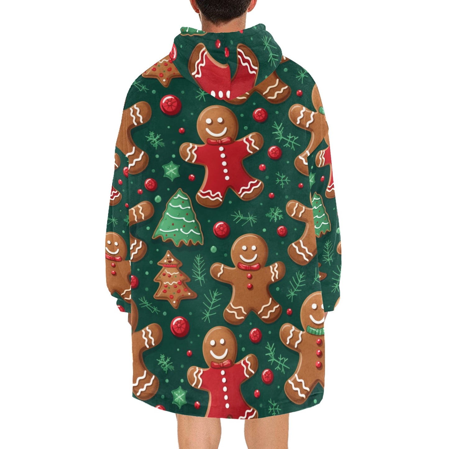 Gingerbread Delight - Cosy Fleece Hooded Blanket Blanket Hoodie for Men
