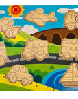 Chunky Wooden Transport Puzzle Toy by Tooky Toy - Green Cheeks - Baby Toys & Activity Equipment