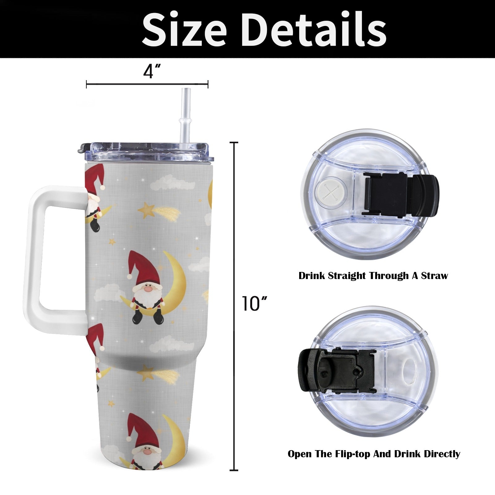 1.2 litre Stainless Steel Travel Coffee Cup Tumbler – Christmas Edition - Green Cheeks - Travel Mug