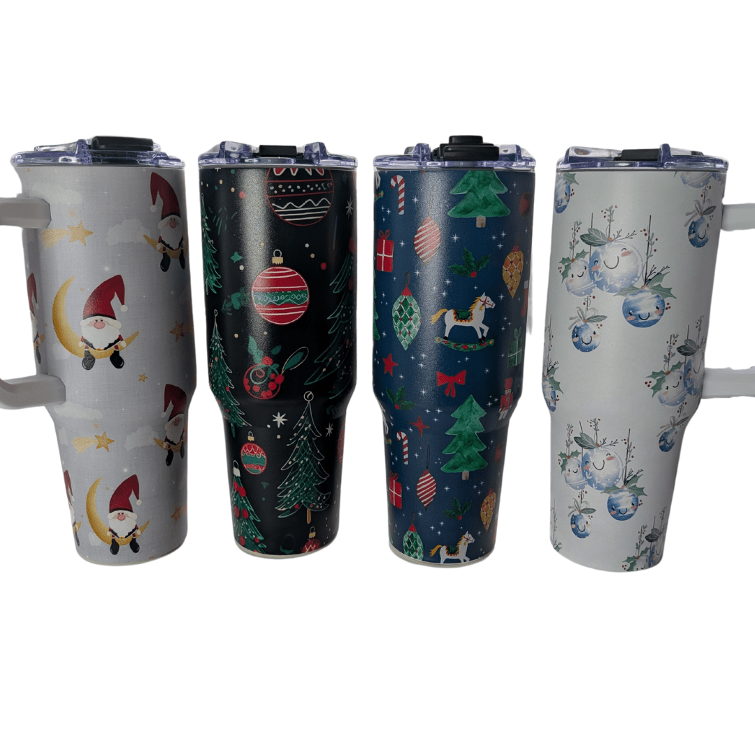 1.2L Insulated Stainless Steel Water Bottle with Handle – Christmas Edition - Green Cheeks - Travel Mug