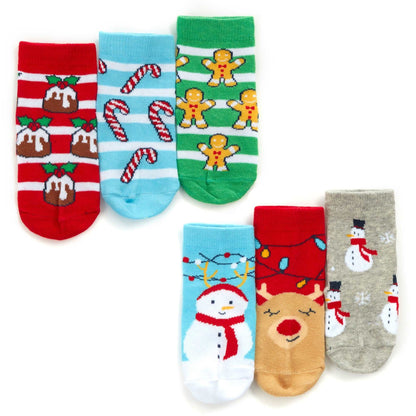 Unisex Babies Novelty Christmas Design Socks - 3 Pairs, Choose Stripes or Pattern