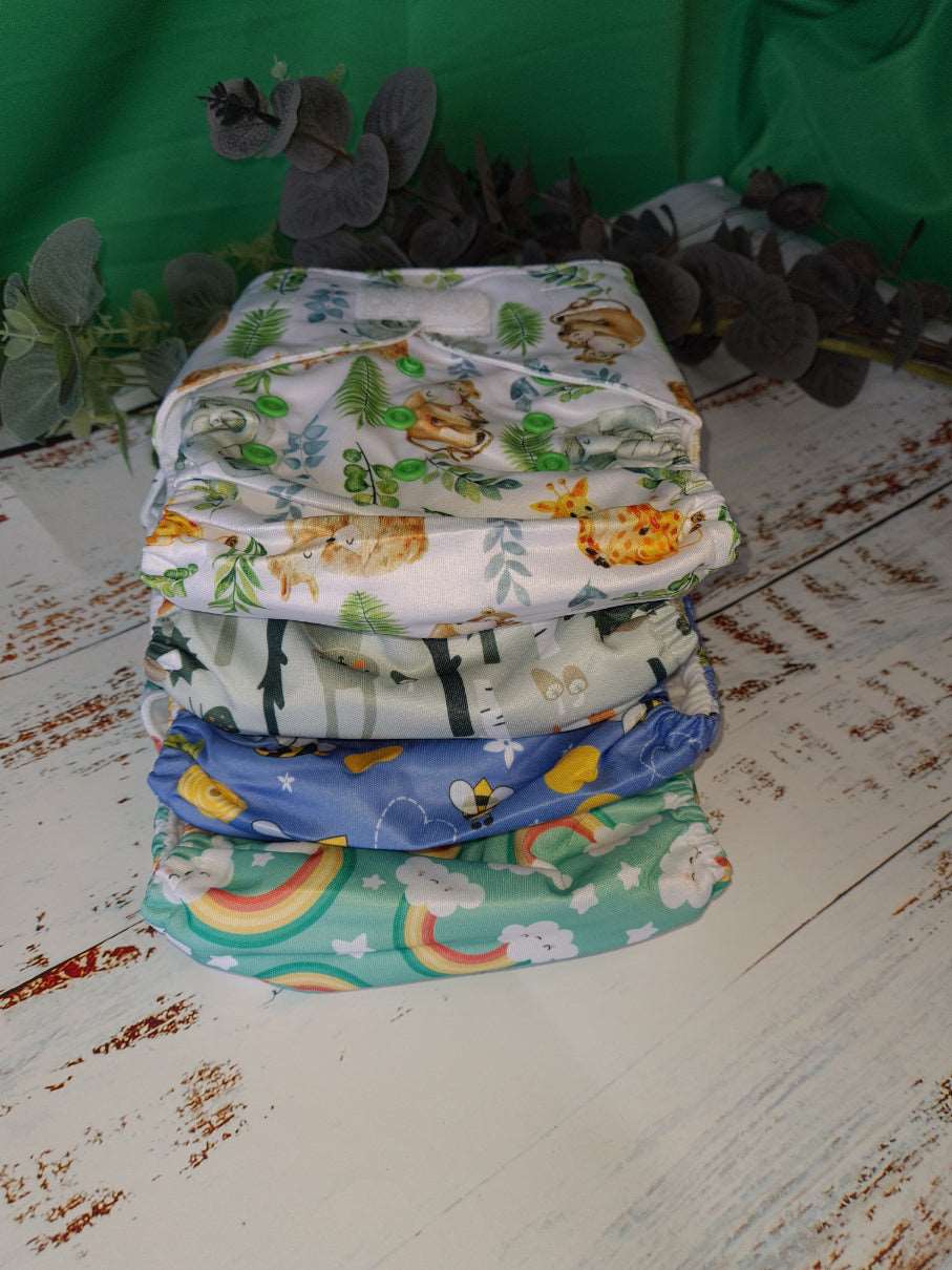 Natural Cloth Nappies with Hemp - Set of 4