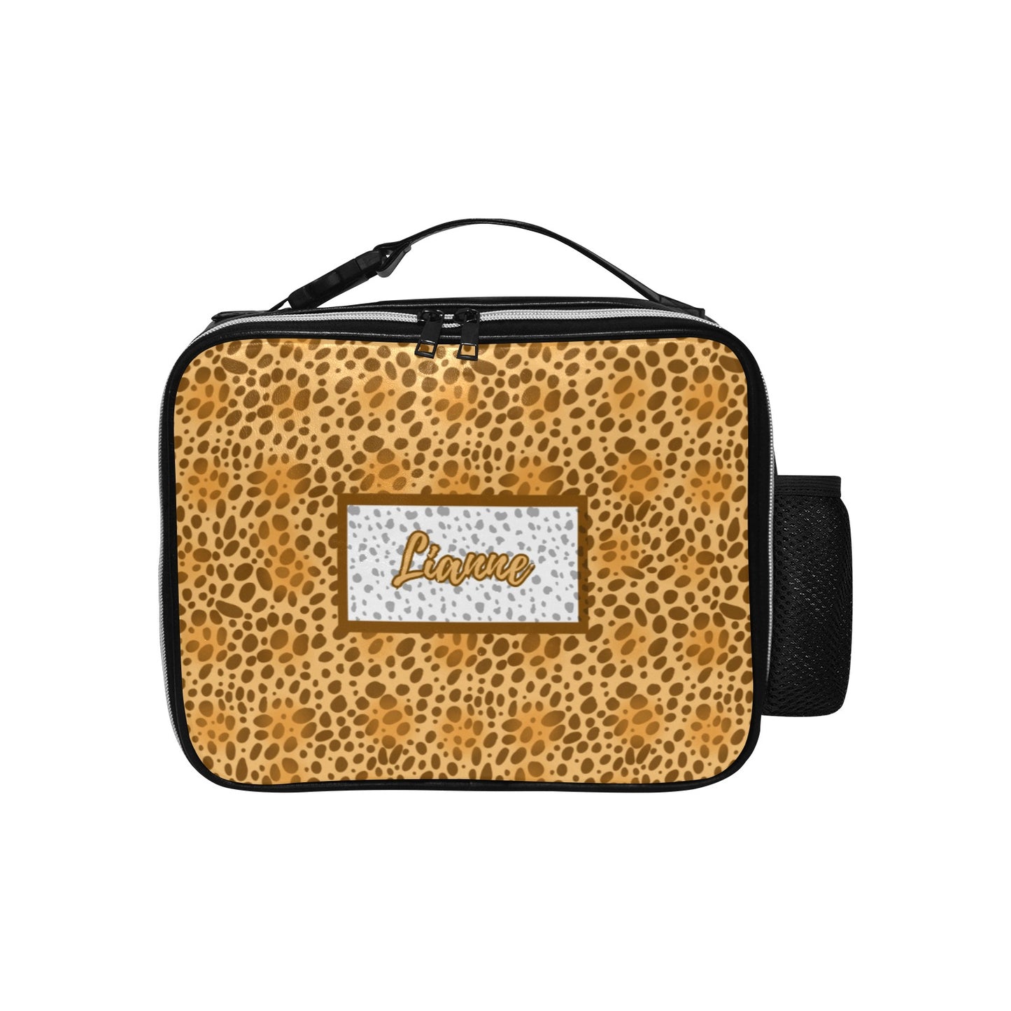 Personalised Insulated Lunch Bag with Child's Name - Animal Leopard Print