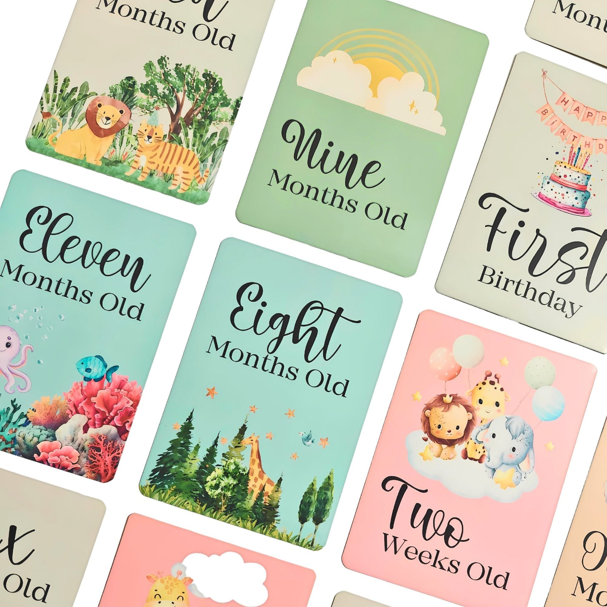 40 Baby Milestone Cards - First Year Memories - Pregnancy Gifts for Mum - New Baby Gift - Unisex Milestone Baby Cards - Baby Shower Gifts - Green Cheeks - Baby Shower Gift