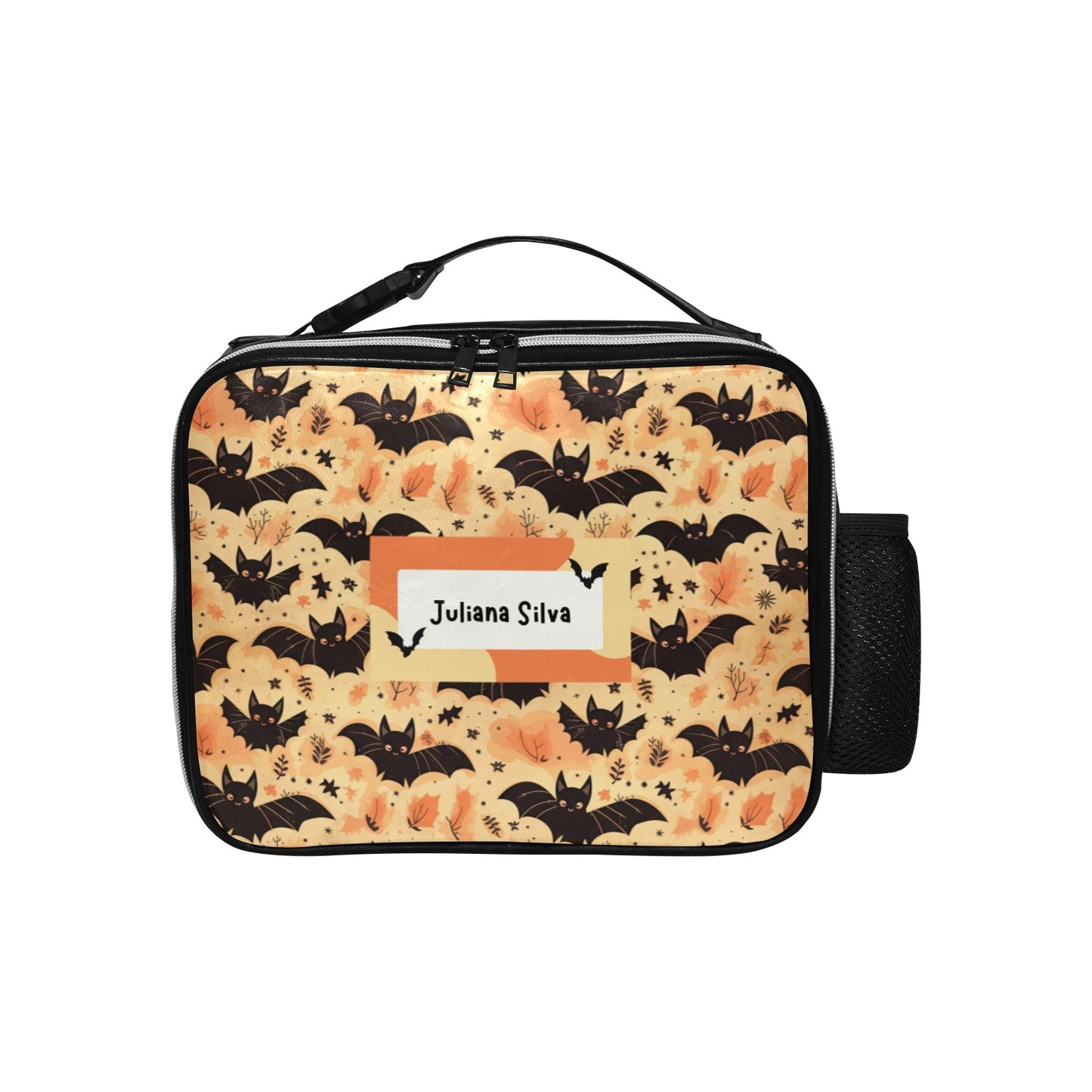 Personalised Insulated Lunch Bag with Child's Name - Halloween Bats