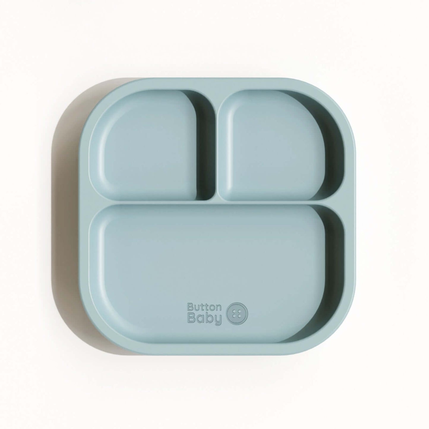 7 - Piece Silicone Baby Weaning Set – BPA - Free | Bowl, Plate, Cup, Cutlery & Bib. - Dusty Blue - Green Cheeks - Weaning Set