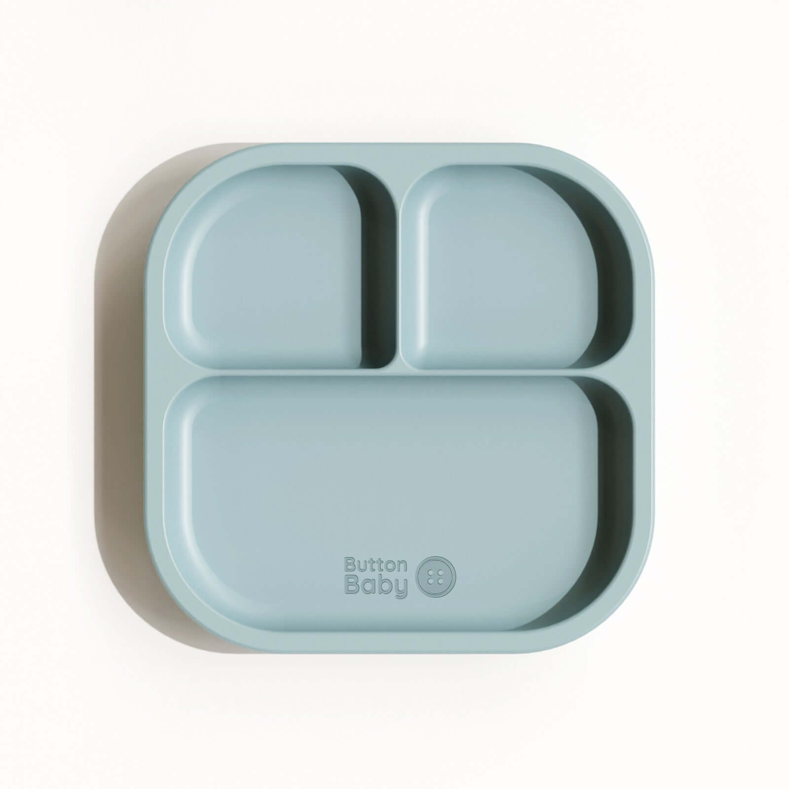 7 - Piece Silicone Baby Weaning Set – BPA - Free | Bowl, Plate, Cup, Cutlery & Bib. - Dusty Blue - Green Cheeks - Weaning Set