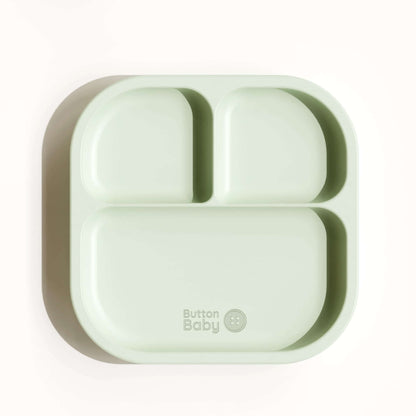 7 - Piece Silicone Baby Weaning Set – BPA - Free | Bowl, Plate, Cup, Cutlery & Bib - Mint Green - Green Cheeks - Weaning Set