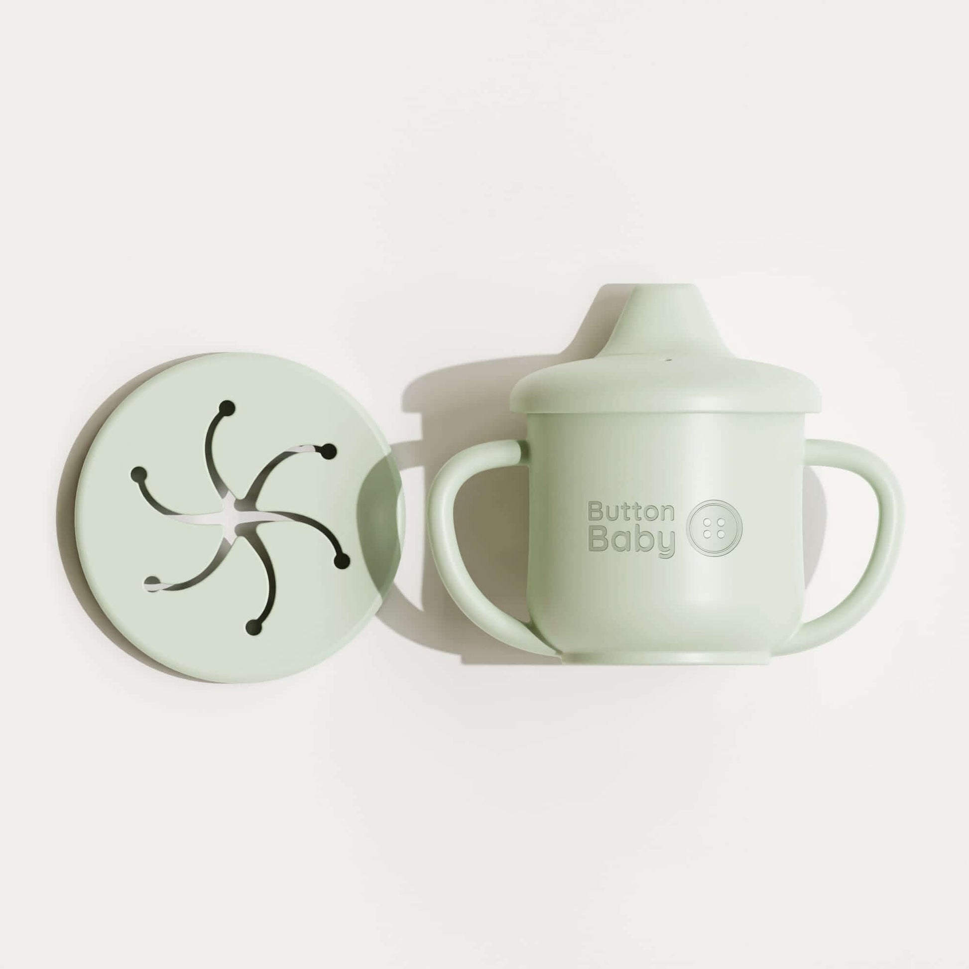 7 - Piece Silicone Baby Weaning Set – BPA - Free | Bowl, Plate, Cup, Cutlery & Bib - Mint Green - Green Cheeks - Weaning Set