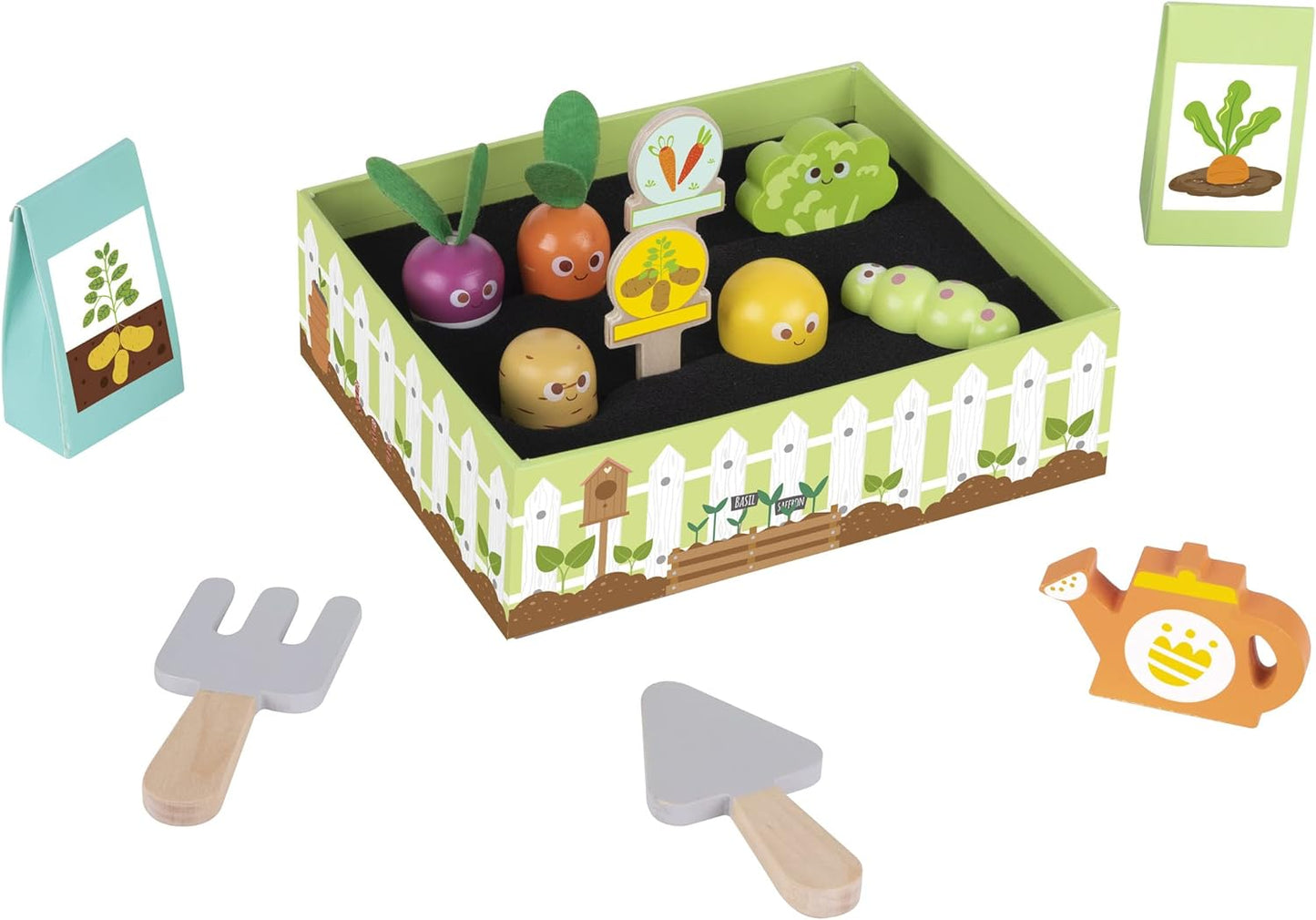 Wooden My Little Veg Garden - 14 Piece Pretend Playset by Tooky Toy 