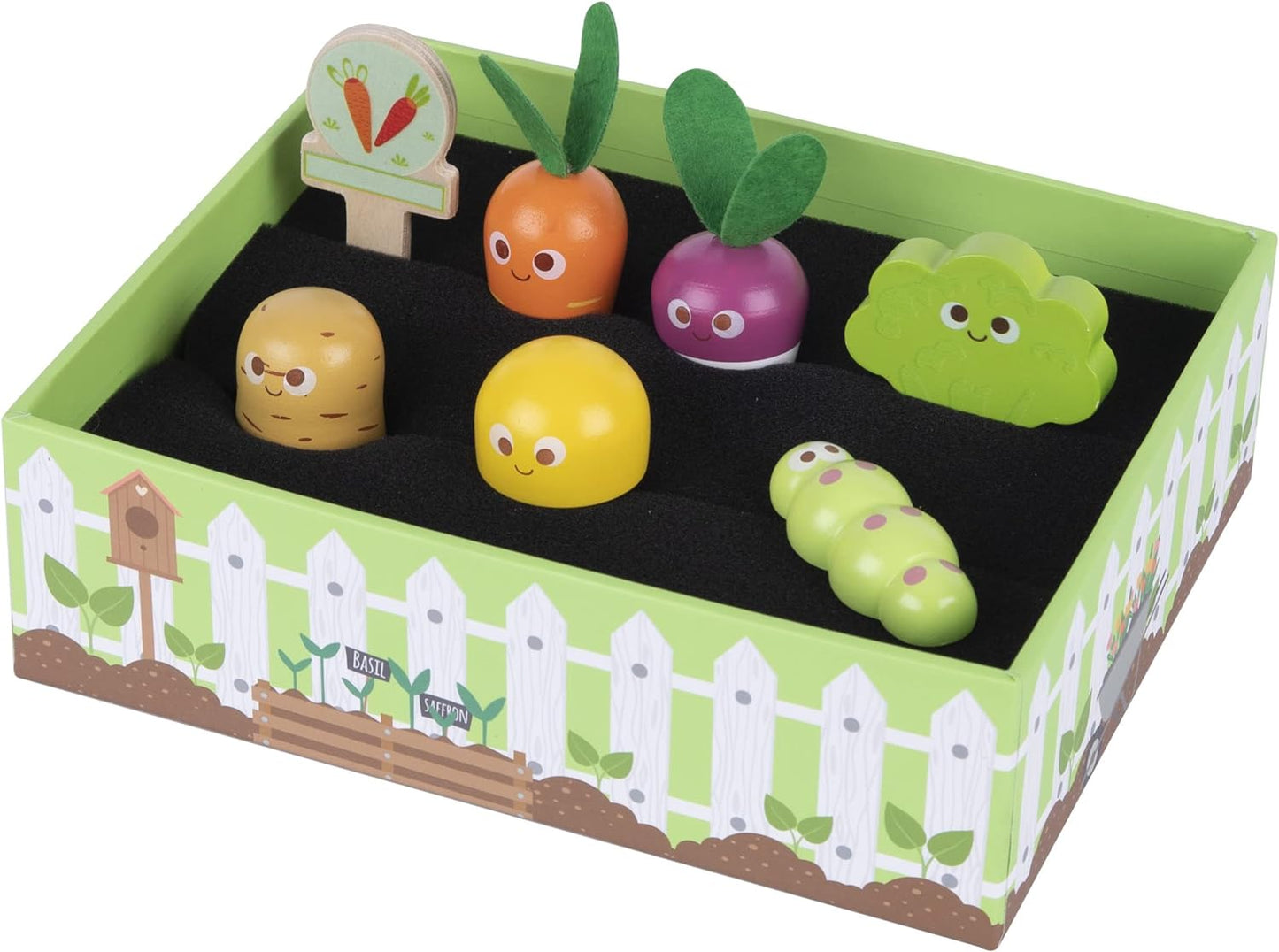 Wooden My Little Veg Garden - 14 Piece Pretend Playset by Tooky Toy 