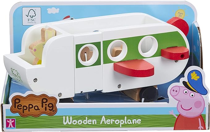 Peppa Pig Wooden Aeroplane - Push Along Toy Vehicle