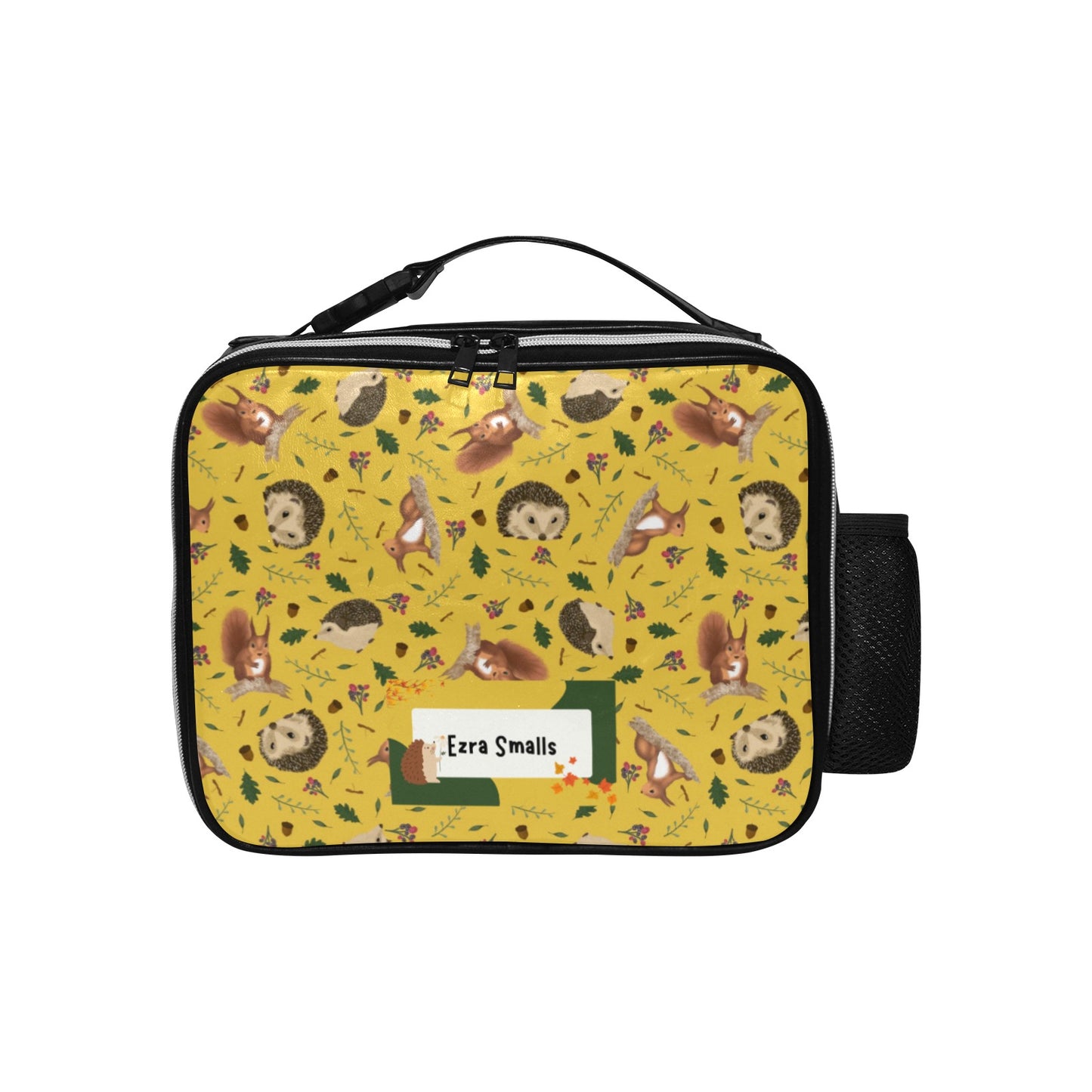 Personalised Insulated Lunch Bag with Child's Name - Autumn Hedgehogs