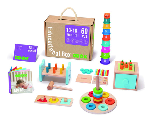 Educational Learning Box of Wooden Toys - Age 13-18 Months