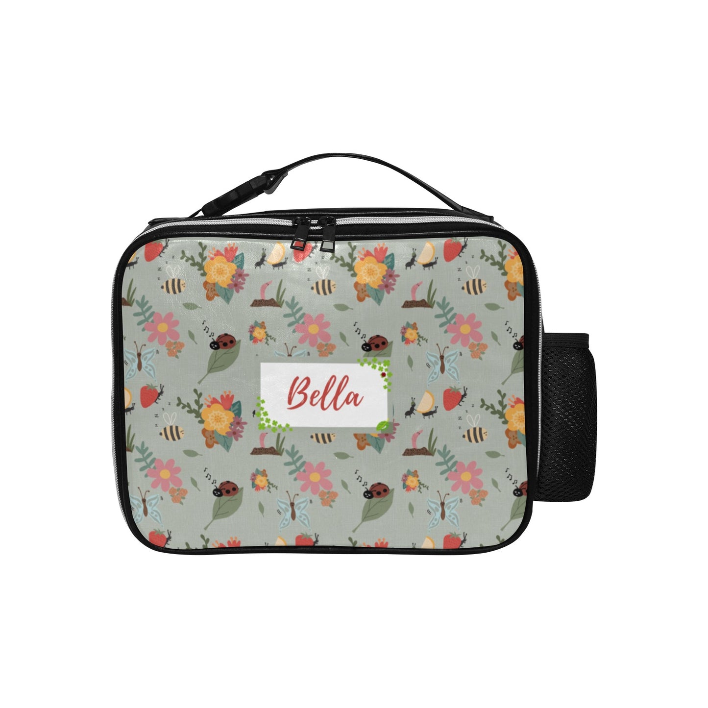 Personalised Insulated Lunch Bag with Child's Name - Creepy Crawlies Insects Bugs