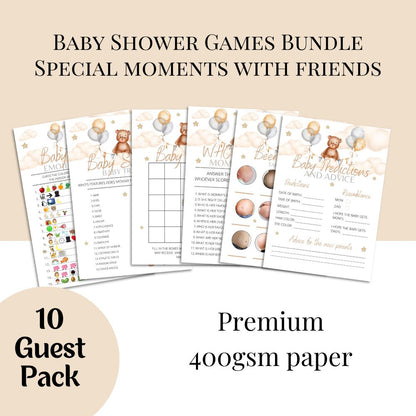Baby Shower Games, Teddy Themed, 10 pack, cards
