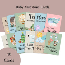 Load image into Gallery viewer, Set of 40 Baby Milestone Memory Cards for Photographs
