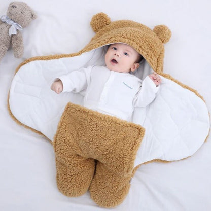 Warm & Cosy | Teddy Pram Suit Swaddle Wrap for Babies | 2 Sizes Newborn - 6 Months