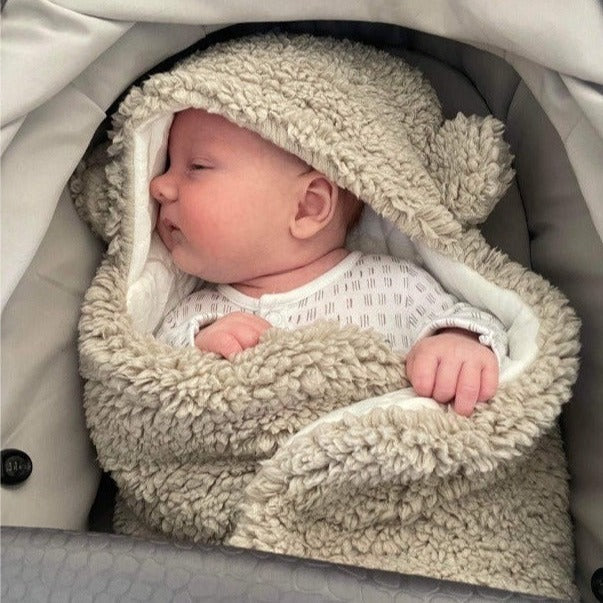 Warm & Cosy | Teddy Pram Suit Swaddle Wrap for Babies | 2 Sizes Newborn - 6 Months