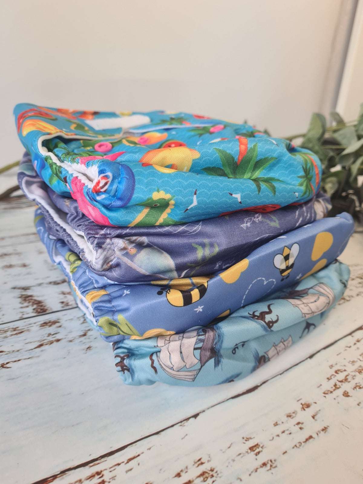 Set of Four Nautical Cloth Pocket Nappies