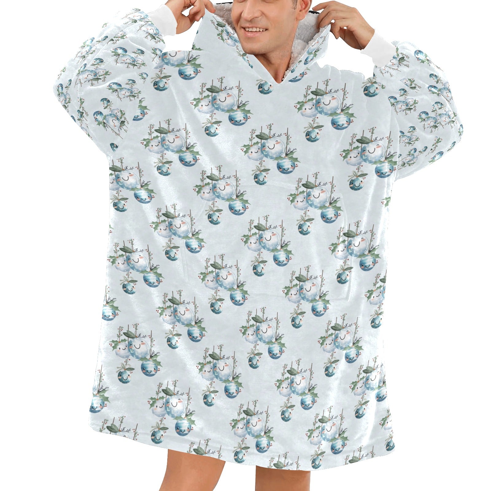 Christmas Oodie Fleece Hooded Blanket 