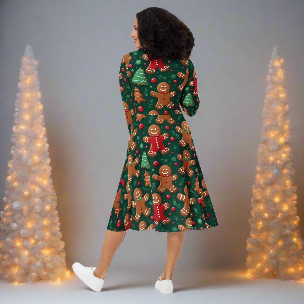 Mid Length Long Sleeve Christmas Party Dress