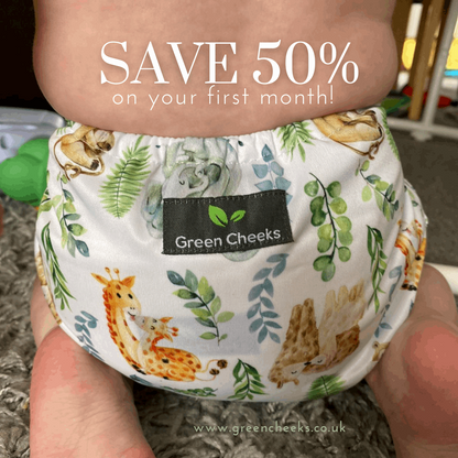 Monthly cloth nappy subscription service with a range of colorful and eco-friendly nappies