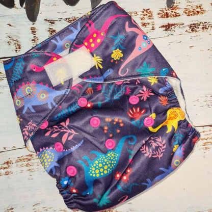 Green Cheeks Cloth Hemp Reusable Nappy in unisex dinosaur print