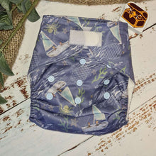 Load image into Gallery viewer, Green Cheeks Cloth Hemp Reusable Nappy in a nautical print
