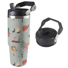 Load image into Gallery viewer, 30oz stainless steel insulated water bottle with handle and straw in Gardners Gift, featuring double-wall insulation for hot and cold drinks, perfect for work, gym, and travel.

