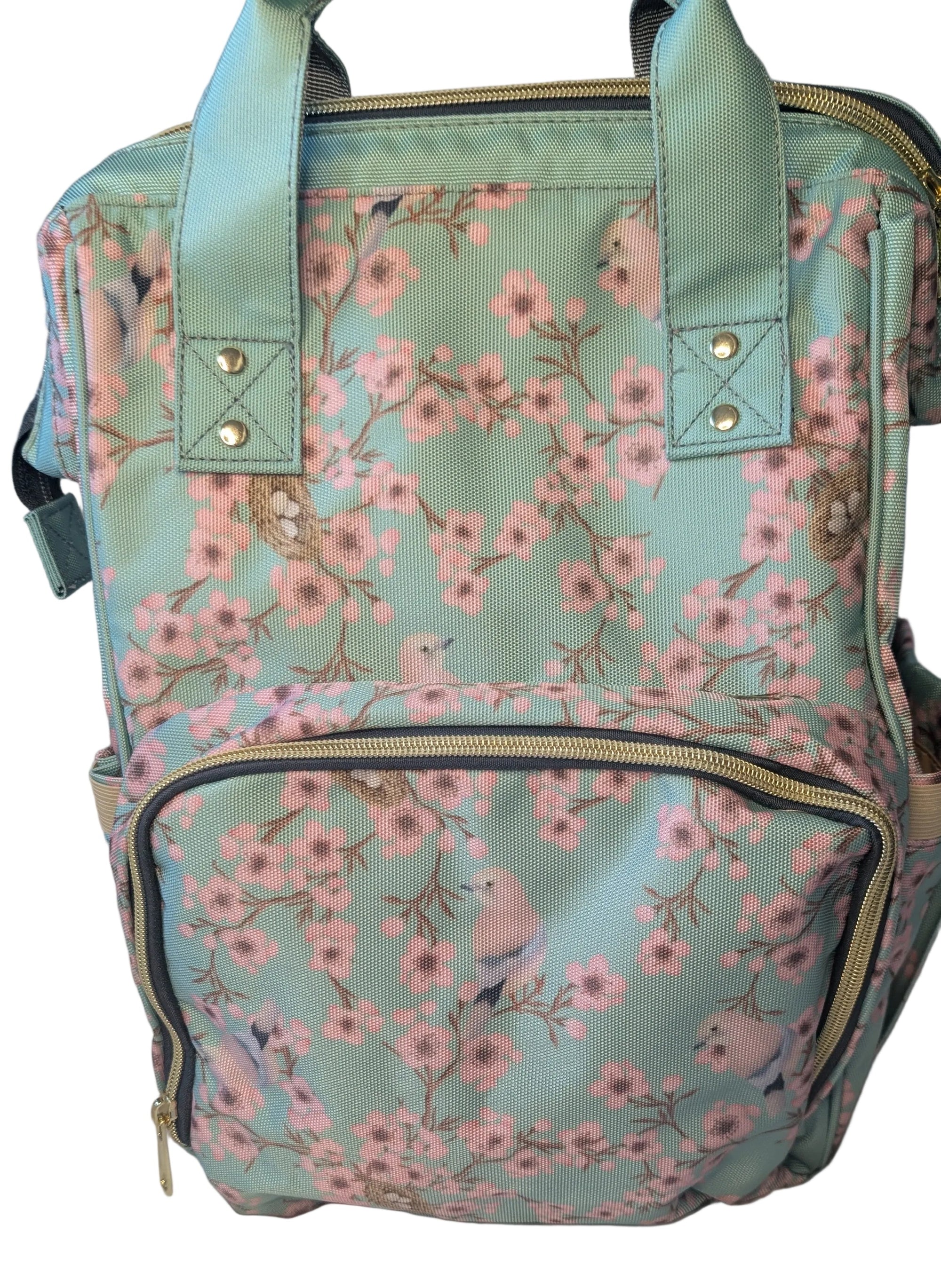 Green Cheeks Parenting Bag in Mint Spring Florals