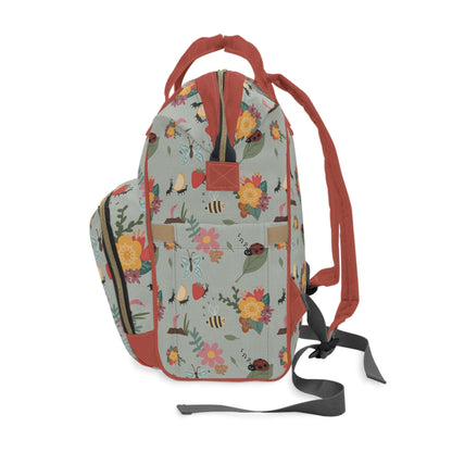 Insect-themed unique baby changing backpack with charming bug illustrations.